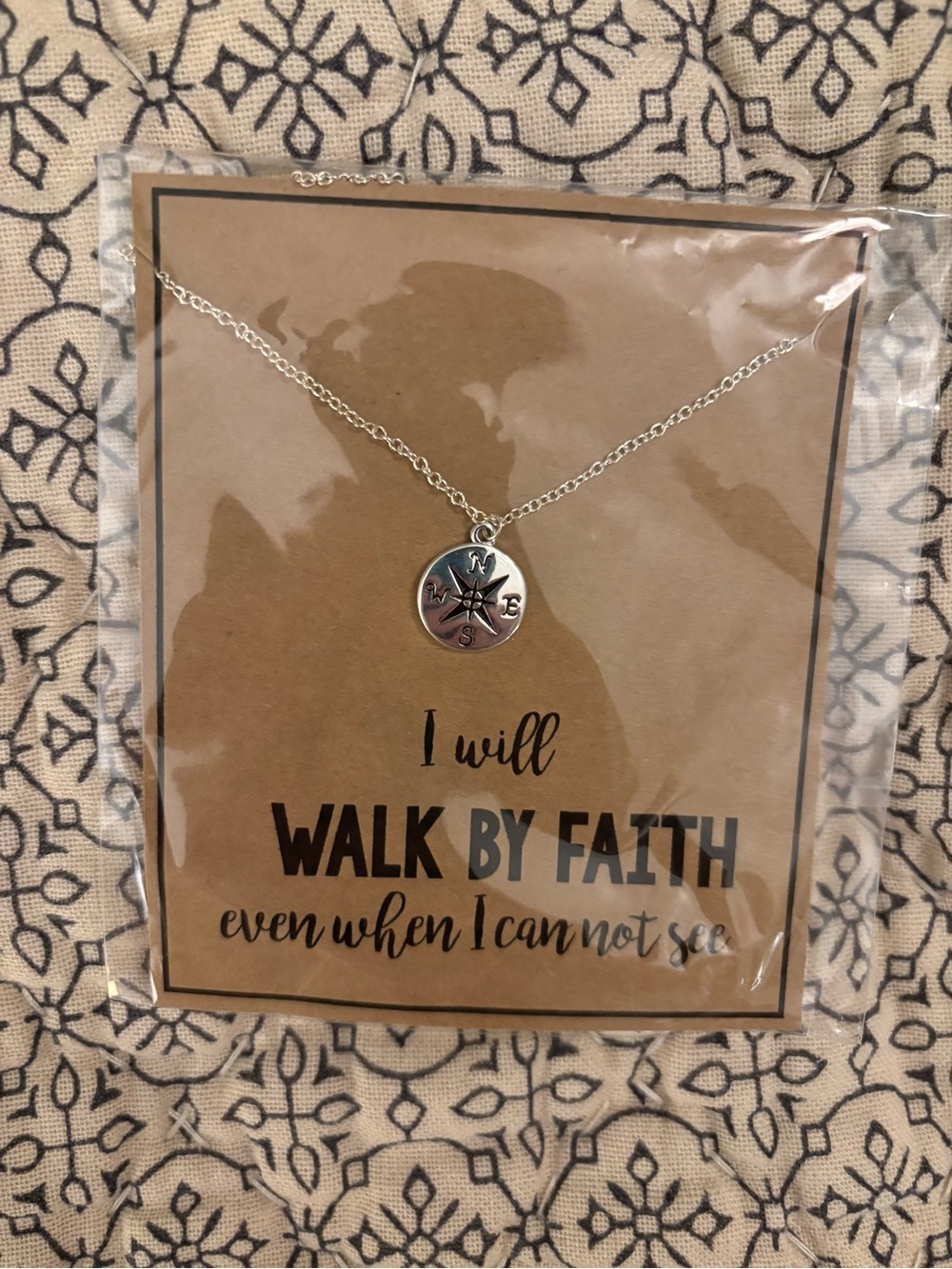 Walk By Faith Compass Pendant Necklace - Silver